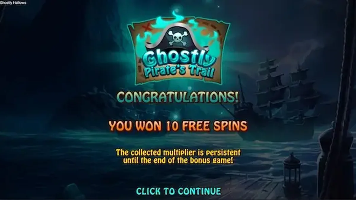 Tampilan visual slot Ghostly Hallows dengan tema bajak laut hantu yang gelap dan misterius.